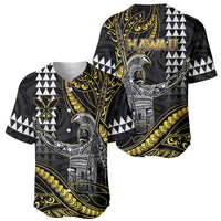 Hawaii King Kamehameha The Great Baseball Jersey Gold Tribal Tattoo