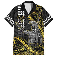 Hawaii King Kamehameha The Great Family Matching Long Sleeve Bodycon Dress and Hawaiian Shirt Gold Tribal Tattoo