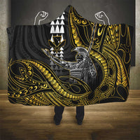 Hawaii King Kamehameha The Great Hooded Blanket Gold Tribal Tattoo