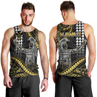 Hawaii King Kamehameha The Great Men Tank Top Gold Tribal Tattoo