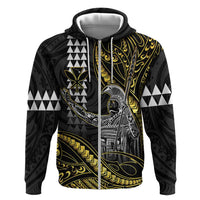 Hawaii King Kamehameha The Great Zip Hoodie Gold Tribal Tattoo