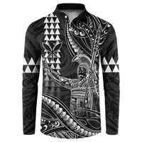 Hawaii King Kamehameha The Great Button Sweatshirt Black Tribal Tattoo LT05 Black - Polynesian Pride