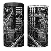 Hawaii King Kamehameha The Great 4 in 1 Can Cooler Tumbler Black Tribal Tattoo