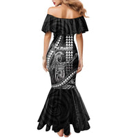 Hawaii King Kamehameha The Great Family Matching Mermaid Dress and Hawaiian Shirt Black Tribal Tattoo