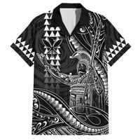 Hawaii King Kamehameha The Great Family Matching Off The Shoulder Long Sleeve Dress and Hawaiian Shirt Black Tribal Tattoo
