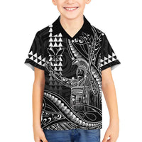 Hawaii King Kamehameha The Great Family Matching Summer Maxi Dress and Hawaiian Shirt Black Tribal Tattoo