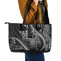 Hawaii King Kamehameha The Great Leather Tote Bag Black Tribal Tattoo