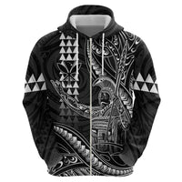 Hawaii King Kamehameha The Great Zip Hoodie Black Tribal Tattoo