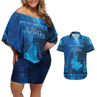 Personalised New Zealand Mother's Day Couples Matching Off Shoulder Short Dress and Hawaiian Shirt Ko Te Whaea Te Takere O Te Waka