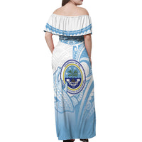 Micronesia Constitution Day Off Shoulder Maxi Dress Polynesian Tribal Tattoo Simple Style