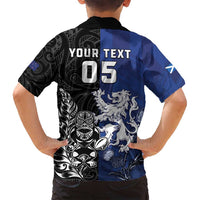 New Zealand And Scotland Rugby Custom Family Matching Puletasi and Hawaiian Shirt Maori Tiki With Thistle Together