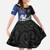 New Zealand And Scotland Rugby Custom Family Matching Summer Maxi Dress and Hawaiian Shirt Maori Tiki With Thistle Together