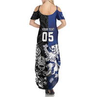New Zealand And Scotland Rugby Custom Family Matching Summer Maxi Dress and Hawaiian Shirt Maori Tiki With Thistle Together
