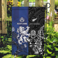 New Zealand And Scotland Rugby Garden Flag Maori Tiki With Thistle Together
