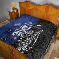 New Zealand And Scotland Rugby Quilt Maori Tiki With Thistle Together