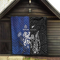 New Zealand And Scotland Rugby Quilt Maori Tiki With Thistle Together