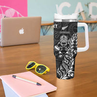 New Zealand And Scotland Rugby Custom Tumbler With Handle Maori Tiki With Thistle Together