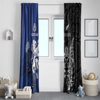 New Zealand And Scotland Rugby Window Curtain Maori Tiki With Thistle Together