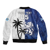 Fiji And Scotland Rugby Custom Bomber Jacket Fijian Palm Tree With Thistle Together