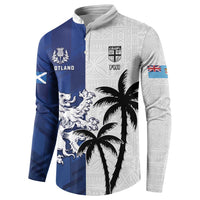 Fiji And Scotland Rugby Custom Button Sweatshirt Fijian Palm Tree With Thistle Together