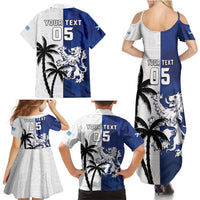 Fiji And Scotland Rugby Custom Family Matching Summer Maxi Dress and Hawaiian Shirt Fijian Palm Tree With Thistle Together