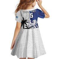 Fiji And Scotland Rugby Custom Kid Short Sleeve Dress Fijian Palm Tree With Thistle Together
