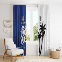 Fiji And Scotland Rugby Window Curtain Fijian Palm Tree With Thistle Together