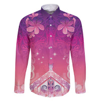 New Zealand Matariki Family Matching Long Sleeve Bodycon Dress and Hawaiian Shirt Maori Marae Purple Galaxy