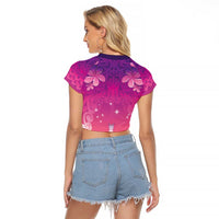 New Zealand Matariki Raglan Cropped T Shirt Maori Marae Purple Galaxy