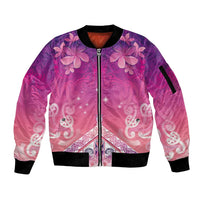 New Zealand Matariki Sleeve Zip Bomber Jacket Maori Marae Purple Galaxy