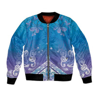 New Zealand Matariki Bomber Jacket Maori Marae Cyan Galaxy