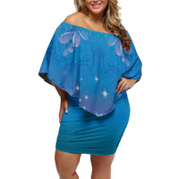 New Zealand Matariki Family Matching Off Shoulder Short Dress and Hawaiian Shirt Maori Marae Cyan Galaxy