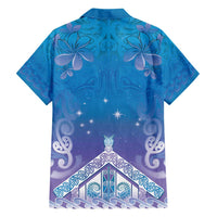 New Zealand Matariki Family Matching Puletasi and Hawaiian Shirt Maori Marae Cyan Galaxy