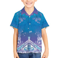 New Zealand Matariki Family Matching Puletasi and Hawaiian Shirt Maori Marae Cyan Galaxy