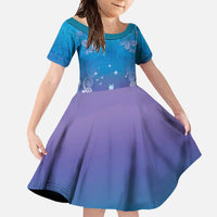 New Zealand Matariki Family Matching Short Sleeve Bodycon Dress and Hawaiian Shirt Maori Marae Cyan Galaxy