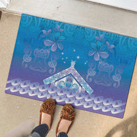 New Zealand Matariki Rubber Doormat Maori Marae Cyan Galaxy