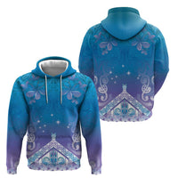 New Zealand Matariki Zip Hoodie Maori Marae Cyan Galaxy