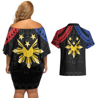 Philippines Independence Day Couples Matching Off Shoulder Short Dress and Hawaiian Shirt Proud To Be Pinoy