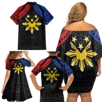 Philippines Independence Day Family Matching Off Shoulder Short Dress and Hawaiian Shirt Proud To Be Pinoy
