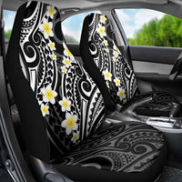 Plumeria With Black Polynesian Tattoo Pattern Car Seat Cover