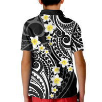 Plumeria With Black Polynesian Tattoo Pattern Kid Polo Shirt