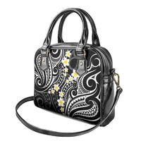 Plumeria With Black Polynesian Tattoo Pattern Shoulder Handbag