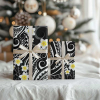 Plumeria With Black Polynesian Tattoo Pattern Wrapping Paper - Polynesian Pride