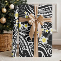 Plumeria With Black Polynesian Tattoo Pattern Wrapping Paper - Polynesian Pride