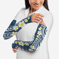 Plumeria With Blue Polynesian Tattoo Pattern Arm Sleeves - Polynesian Pride