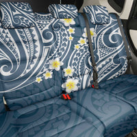 Plumeria With Blue Polynesian Tattoo Pattern Back Car Seat Cover LT05 - Polynesian Pride