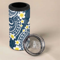 Plumeria With Blue Polynesian Tattoo Pattern 4 in 1 Can Cooler Tumbler
