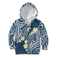 Plumeria With Blue Polynesian Tattoo Pattern Kid Hoodie