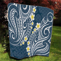 Plumeria With Blue Polynesian Tattoo Pattern Quilt