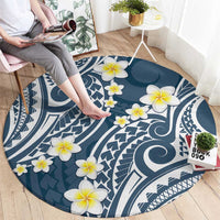 Plumeria With Blue Polynesian Tattoo Pattern Round Carpet LT05 - Polynesian Pride